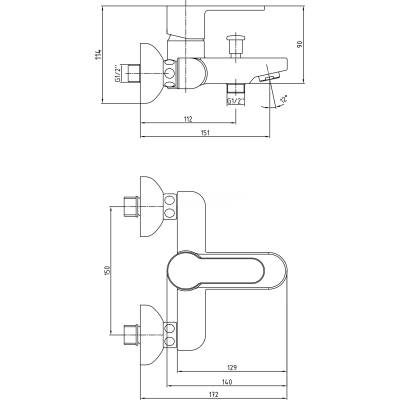 Смеситель для ванны 102102475EX Смеситель для ванны 102102475EX