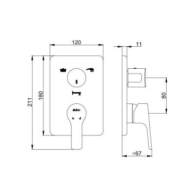 Смеситель для ванны 102167206EX-KDE