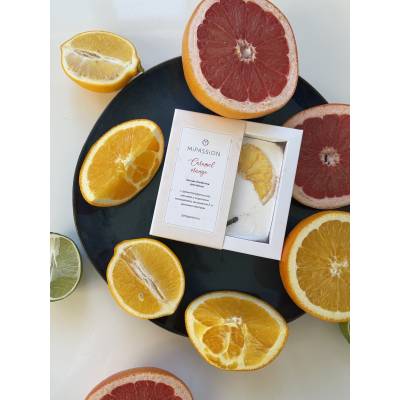 Бомбочка-КВАДРАТ "Карамельный апельсин" обогащенная маслом кокоса MiPASSiON, 155 г, Варианты: Бомбочка квадрат Карамельный апельсин, изображение 2