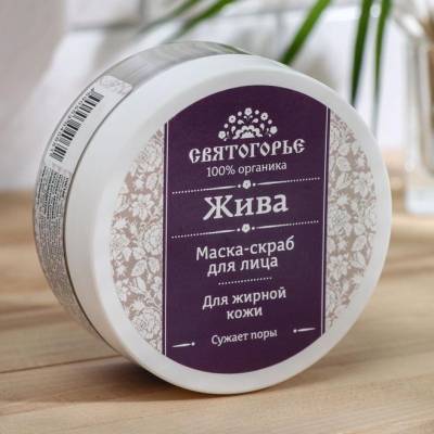 Маска-скраб для лица "Жива" для жирной кожи, с эфирным маслом чайного дерева Святогорье, 90 г, Варианты: Маска-скраб для лица Жива, изображение 5