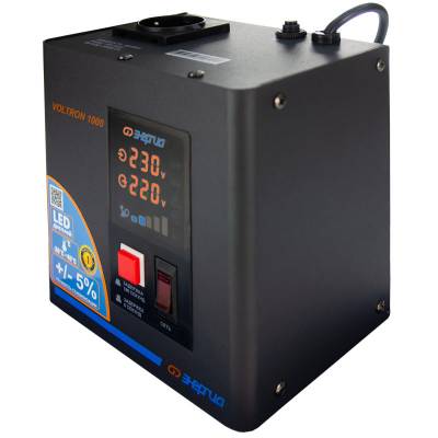 Стабилизатор напряжения Voltron 5%, 1000 ВА, Максимальная мощность нагрузки, ВА: 1000, Цвет: черный, изображение 3