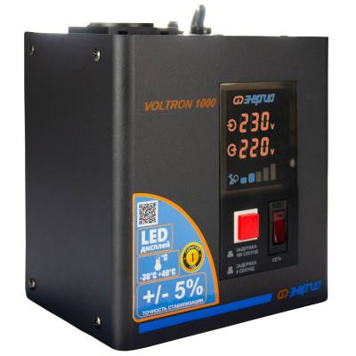 Стабилизатор напряжения Voltron 5%, 1000 ВА, Максимальная мощность нагрузки, ВА: 1000, Цвет: черный, изображение 4