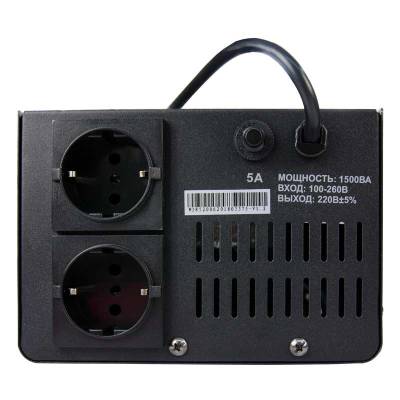 Стабилизатор напряжения Voltron 5%, 1500 ВА, Максимальная мощность нагрузки, ВА: 1500, Цвет: черный, изображение 8