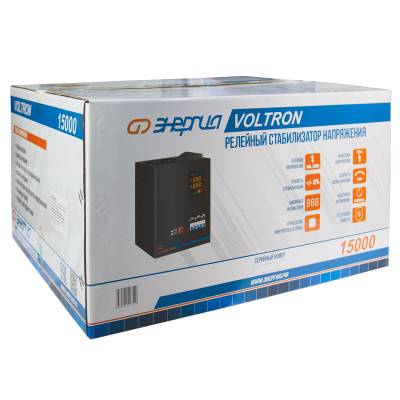 Стабилизатор напряжения Voltron 5%, 15000 ВА, Максимальная мощность нагрузки, ВА: 15000, Цвет: черный, изображение 10