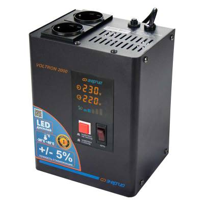 Стабилизатор напряжения Voltron 5%, 2000 ВА, Максимальная мощность нагрузки, ВА: 2000, Цвет: черный, изображение 3