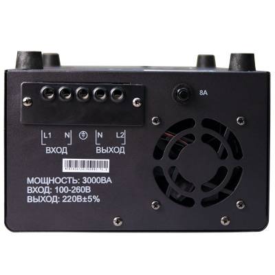 Стабилизатор напряжения Voltron 5%, 3000 ВА, Максимальная мощность нагрузки, ВА: 3000, Цвет: черный, изображение 8