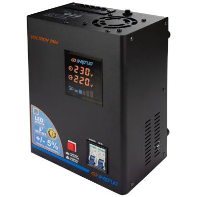 Стабилизатор напряжения Voltron 5%, 5000 ВА, Максимальная мощность нагрузки, ВА для стабилизатора: 5000, Цвет: черный, изображение 3