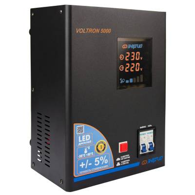 Стабилизатор напряжения Voltron 5%, 5000 ВА, Максимальная мощность нагрузки, ВА для стабилизатора: 5000, Цвет: черный, изображение 4