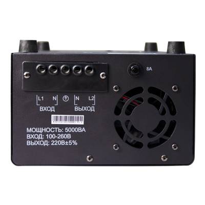Стабилизатор напряжения Voltron 5%, 5000 ВА, Максимальная мощность нагрузки, ВА для стабилизатора: 5000, Цвет: черный, изображение 8