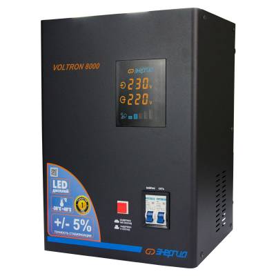 Стабилизатор напряжения Voltron 5%, 8000 ВА, Максимальная мощность нагрузки, ВА: 8000, Цвет: черный, изображение 6