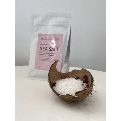 Морская парфюмированная соль с бутонами роз и витамином Е (в комплекте пакетик из органзы) MiPASSiON, 500 г, Варианты: Морская парфюмированная соль с бутонами роз, изображение 4