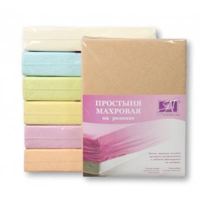 ПМР-БЕ-090 Бежевая простыня махровая на резинке 090х200+20 Альвитек, Варианты: ПМР-БЕ-090 Бежевая простыня махровая на резинке 090х200+20, изображение 2