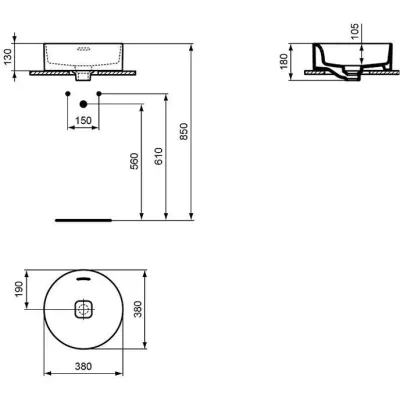 Раковина накладная Ideal Standard Strada II 38x38 T292901, изображение 8