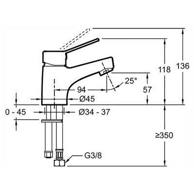 Смеситель для раковины E24158RU-CP, без донного клапана, изображение 2