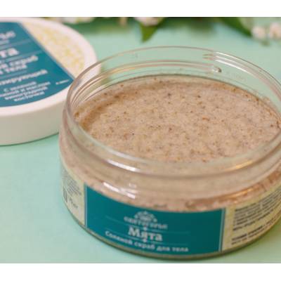 Соляной скраб для тела "МЯТА" тонизирующий, с зеленой глиной и маслом виноградной косточки Святогорье, 170 г, Варианты: Соляной скраб для тела Мята, изображение 4 от магазина Брами Маркет Соляной скраб для тела "МЯТА" тонизирующий, с зеленой глиной и маслом виноградной косточки Святогорье, 170 г, Варианты: Соляной скраб для тела Мята, изображение 4