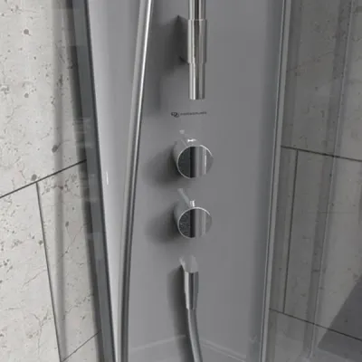 Душевая кабина IDO Showerama 10-5 Comfort пятиугольная 90x90 стекло прозрачное, профиль белый 131.401.201.301, изображение 5