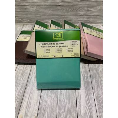 Простыня однотонная на резинке из сатина "Альвитек" ПР-СО-Р-140-МЯ мятный 140х200х25, Варианты: ПР-СО-Р-140-МЯ Мятный простыня Сатин однотонный на резинке 140х200х25, изображение 2