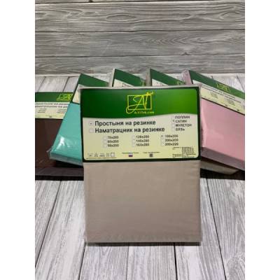 Простыня однотонная на резинке из сатина "Альвитек" ПР-СО-Р-140-ЖЕМ жемчуг 140х200х25, Варианты: ПР-СО-Р-140-ЖЕМ Жемчуг простыня Сатин однотонный на резинке 140х200х25, изображение 2