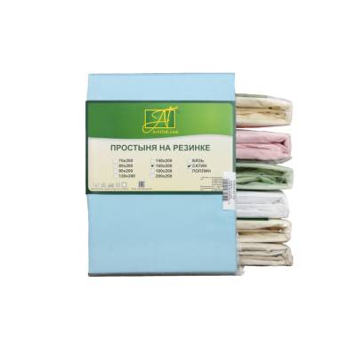 Простыня однотонная на резинке из сатина "Альвитек" ПР-СО-Р-180-ГОЛ голубая 180х200х25, Варианты: ПР-СО-Р-180(180)-ГОЛ Голубая простыня Сатин однотонный на резинке 180х200х25, изображение 2