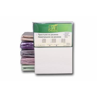 Простыня однотонная на резинке из сатина "Альвитек" ПР-СО-Р-180-МО молочный 180х200х25, Варианты: ПР-СО-Р-180(180)-МО Молочный простыня Сатин однотонный на резинке 180х200х25, изображение 2