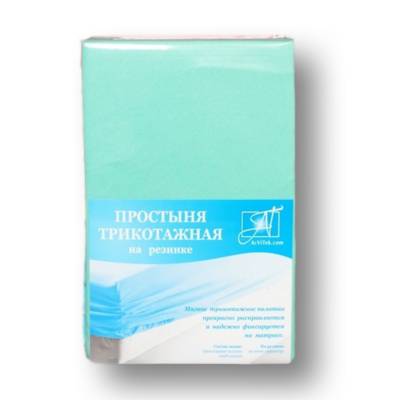 Простыня трикотажная на резинке "Альвитек" ПТР-М-060 ментол 60х120х15, Варианты: ПТР-М-060 Ментол простыня трикотажная на резинке 060х120х15